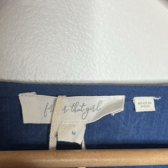 Forever That Girl Anthropologie Top Blue Womens M Boho Aztec Peasant Wrap - Picture 5 of 11